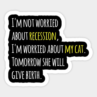 I'm not worried about recession, I'm worried about my cat. Tomorrow she will give birth. Sticker